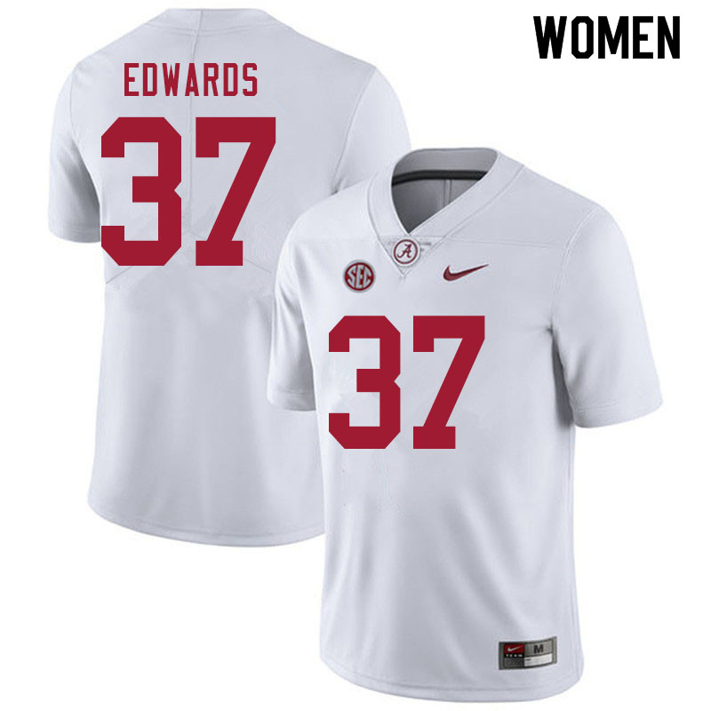Alabama Crimson Tide Women's Jalen Edwards #37 White NCAA Nike Authentic Stitched 2020 College Football Jersey DB16H63YH